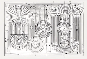 vertical lines with circles and dots tattoo idea