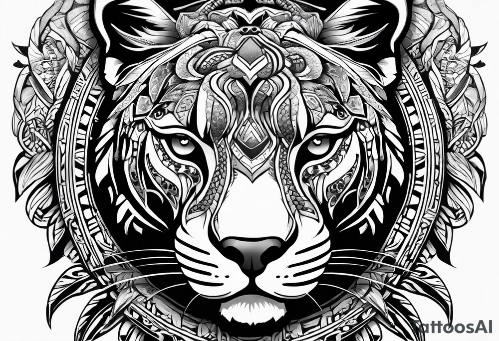 aztec black jaguar with snake tattoo idea