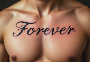 "Forever" in handwritten script on parchment-style beige skin, like an old love letter. tattoo idea