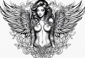 Angel wings on the chest and neck tattoo idea