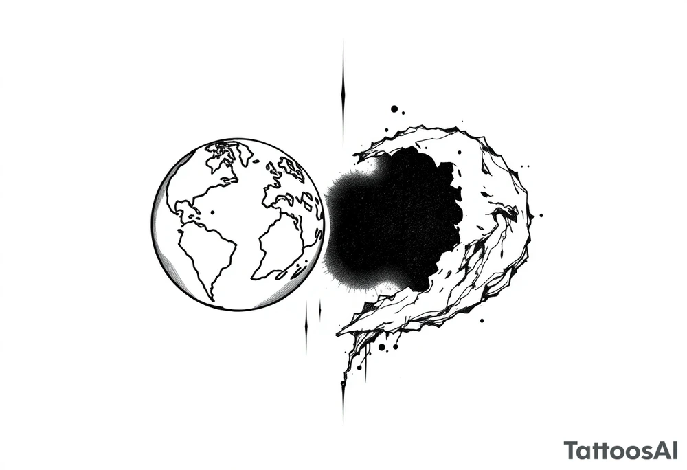 2 different worlds on both sides of a black hole tattoo idea