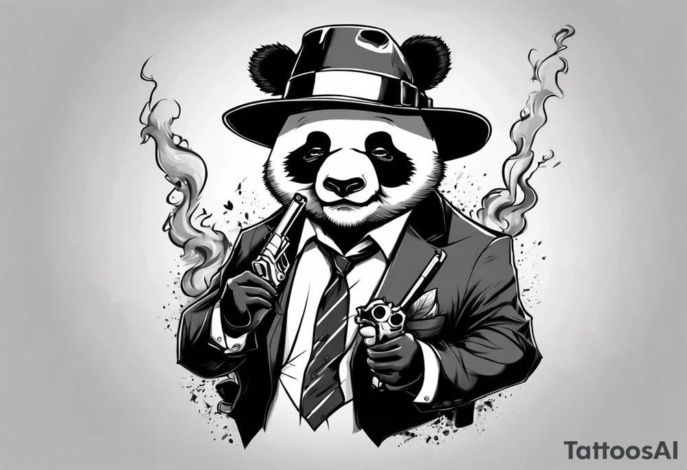 gangster panda evil
smoking with a gun tattoo idea
