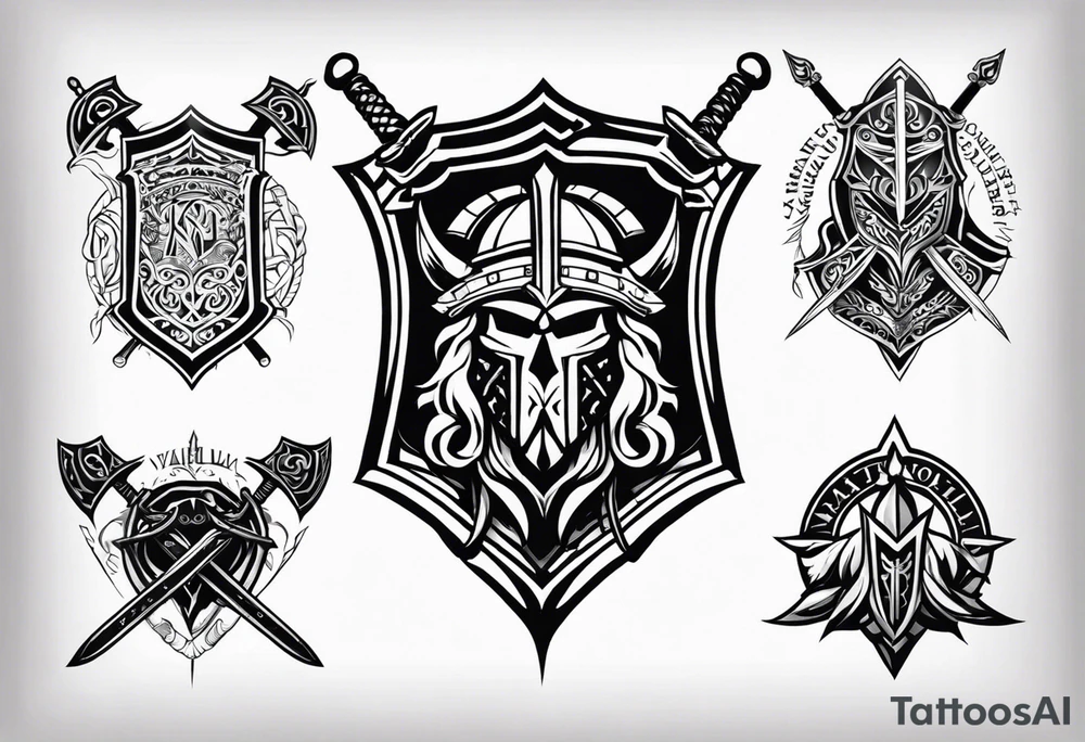 Valhalla sword shield tattoo idea