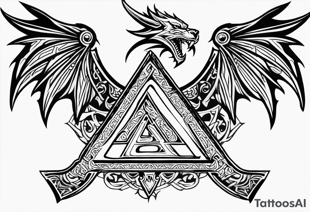 Valhalla sword 
 dragon axe Valknut tattoo idea