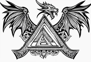 Valhalla sword 
 dragon axe Valknut tattoo idea