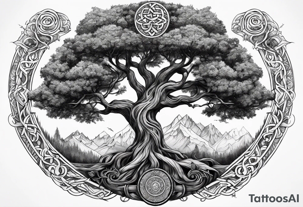 Viking Tree of Life with the nine realms tattoo idea