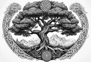Viking Tree of Life with the nine realms tattoo idea