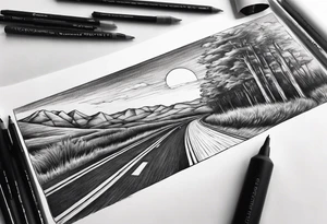 Road in forearm tattoo idea