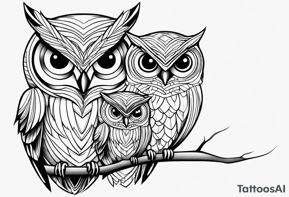 Mom and baby owl tattoo idea
