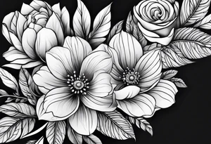 Verticle arm wrap of soft flowers and leaves forearm tattoo idea