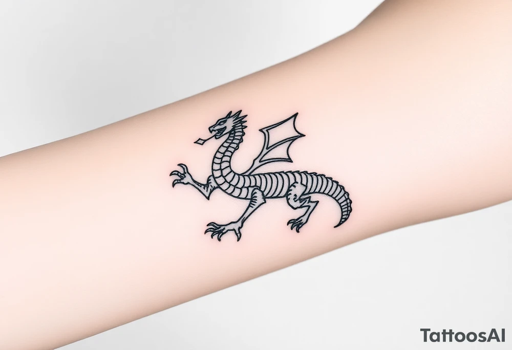 A strong dragon with a picis zodiacal reference, tiny lines tattoo idea