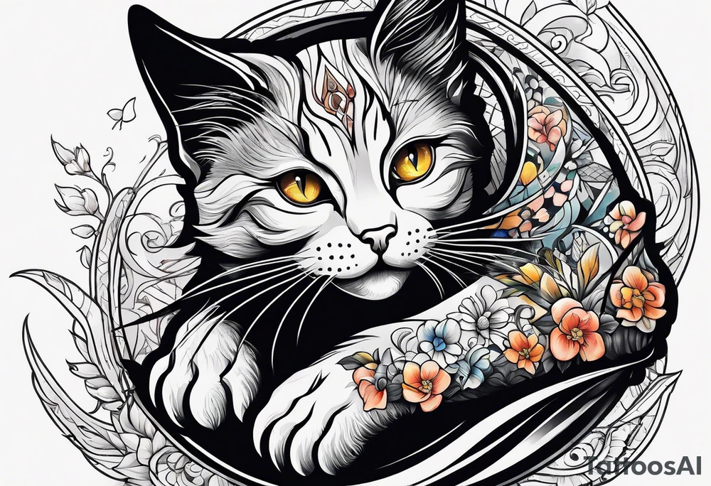 Black cat inside arm tattoo idea