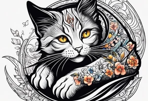 Black cat inside arm tattoo idea