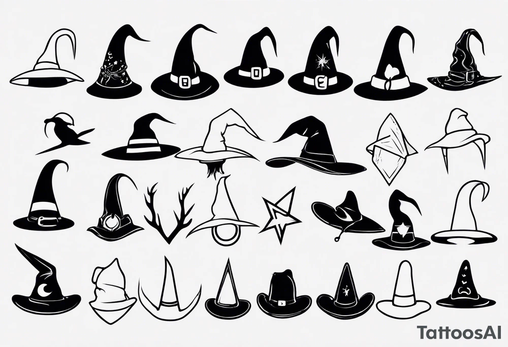 White and simple witch hat tattoo idea
