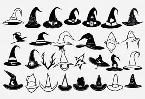 White and simple witch hat tattoo idea