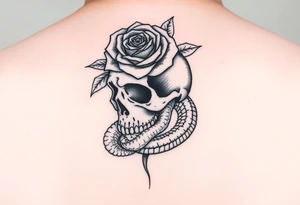 Skull with alligator coiled around it with a Tudor rose above tattoo idea