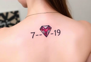 Small Ruby gem and birthday 7-6-19 tattoo idea