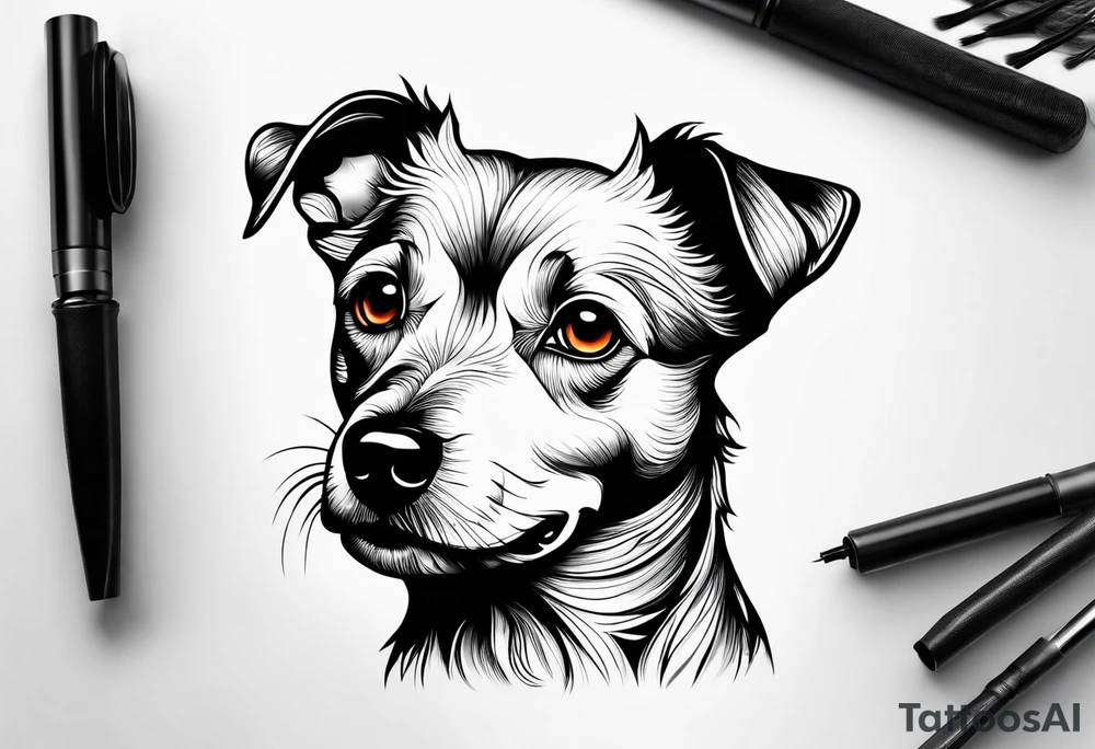 small dog tattoo minimal detail tattoo idea