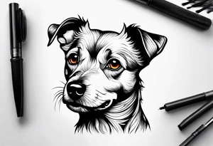 small dog tattoo minimal detail tattoo idea