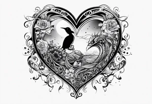 corazon con mar y sol tattoo idea