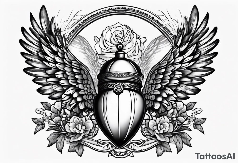 acorn with angel wings and halo tattoo idea