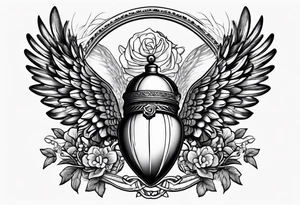 acorn with angel wings and halo tattoo idea