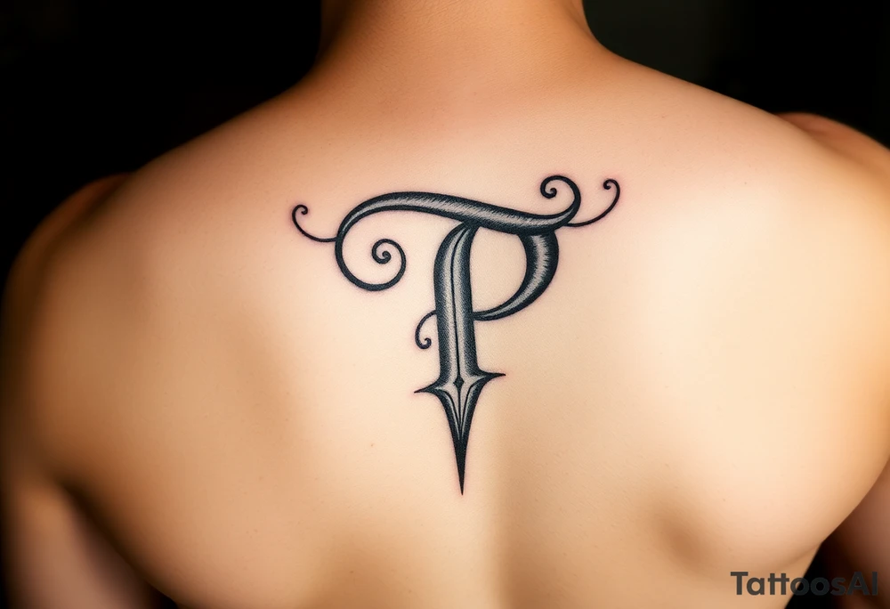 Decorative letter P tattoo idea