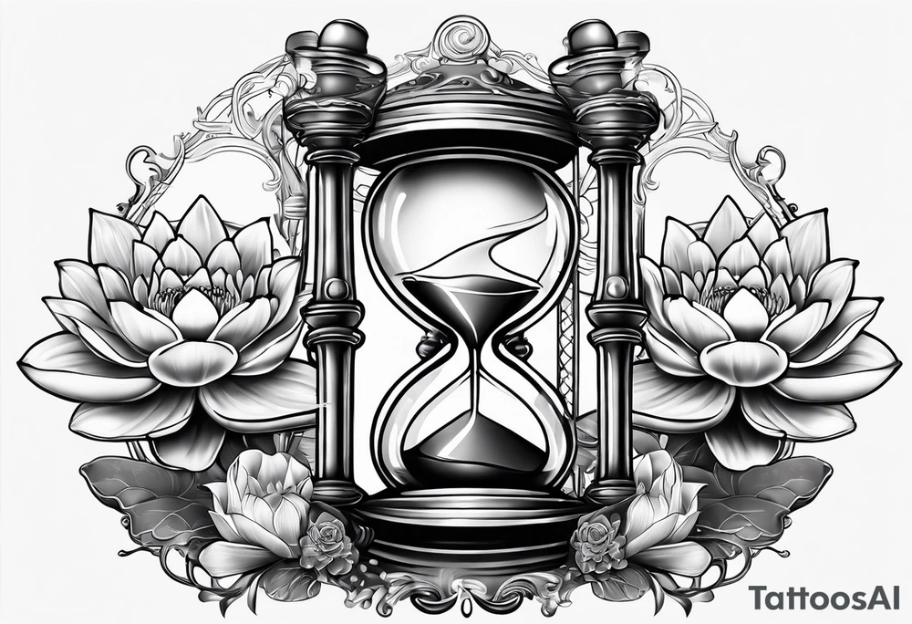 Hourglass with waterlily tattoo idea