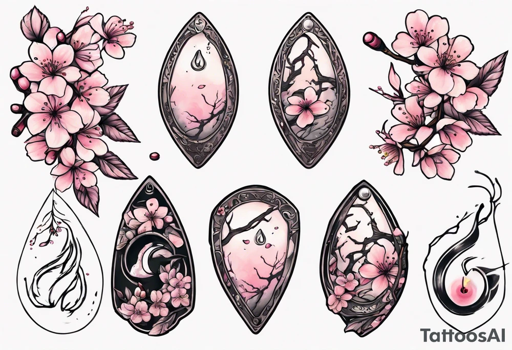 planchette with cherry blossoms tattoo idea