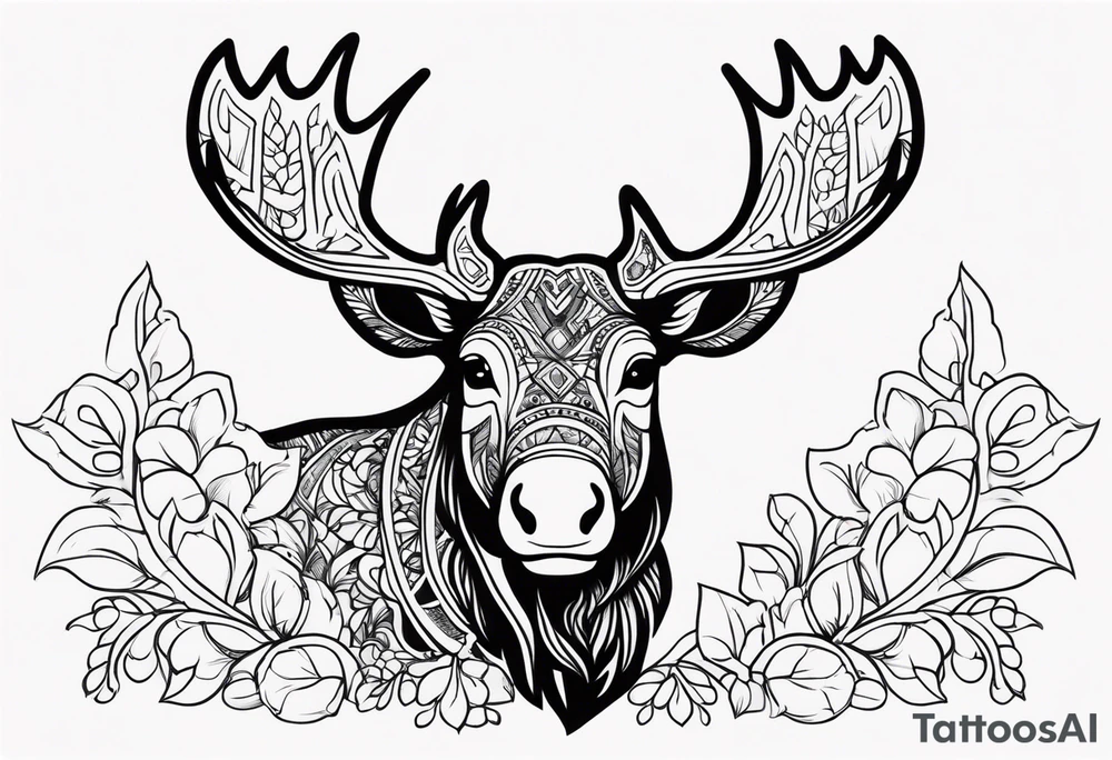 cute moose tattoo idea