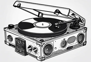 Recordplayer finline art minimalistic 2D tattoo idea