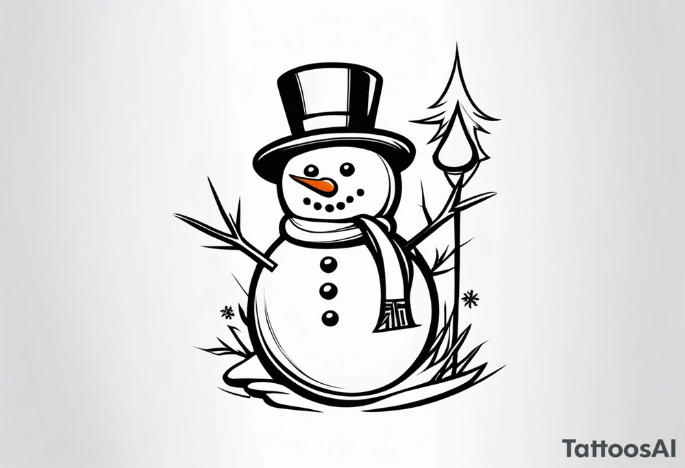 Joyful Snowman tattoo idea