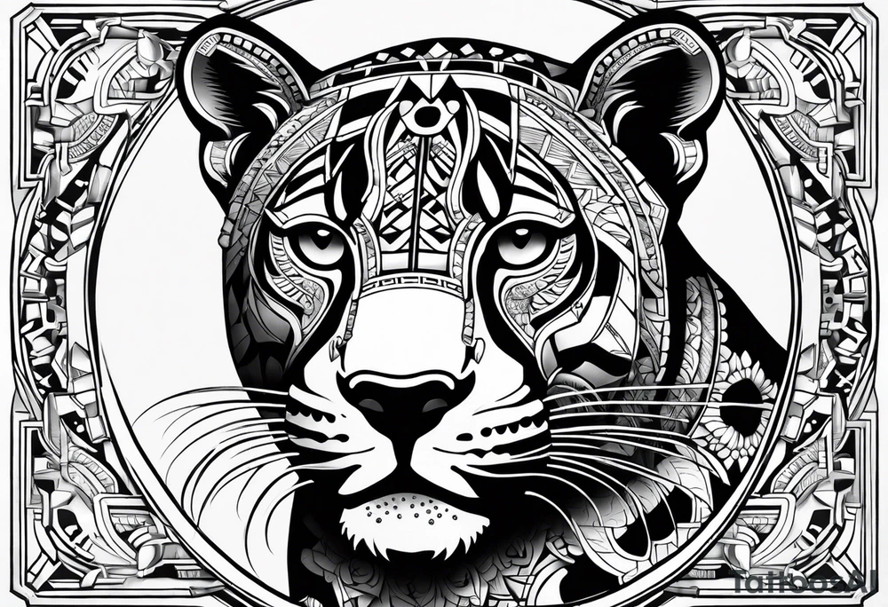 aztec black jaguar sitting tattoo idea