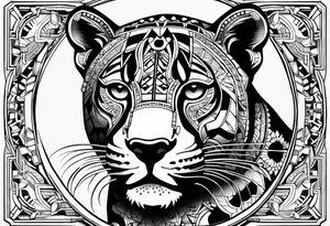 aztec black jaguar sitting tattoo idea