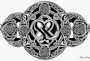 desing me a celtic tattoo with my childrens names and birthdate, Mellissa 18/03/1986, Ashley 24/11/1990, Jesse 8/04/1993, Liam 8/06/1995, Eleanor 19/08/1996 tattoo idea