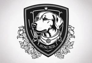 a coat of arms with a hound in the shield tattoo idea
