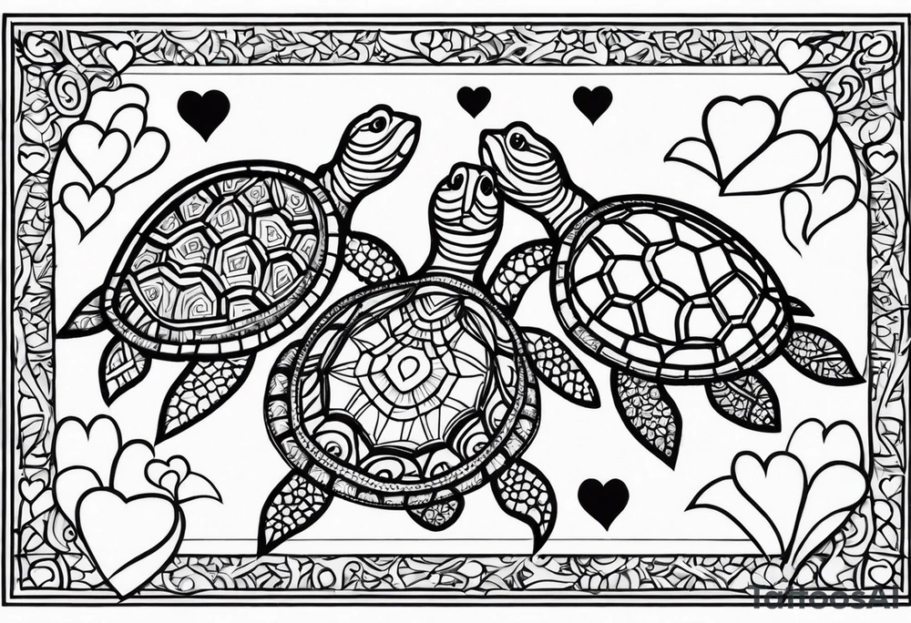turtles and hearts tattoo idea