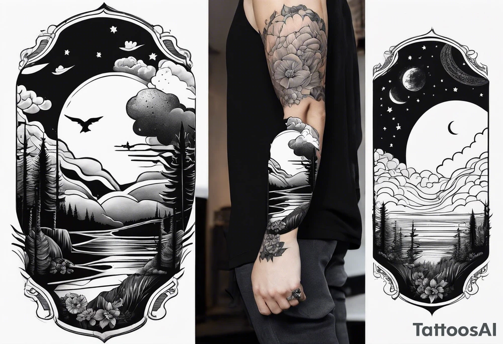 spine tattoo with stars, moon, clouds, poppy tattoo idea spine tattoo with stars, moon, clouds, poppy tattoo idea