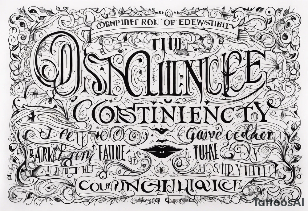 discipline and consistency words with a face tattoo idea