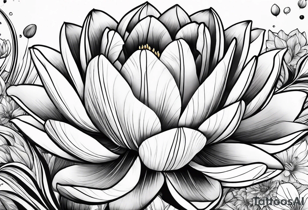 Tulips and water lilies tattoo idea