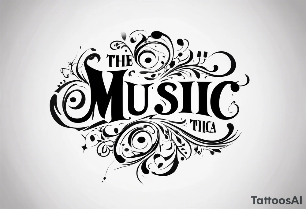 The word “music” twisted tattoo idea