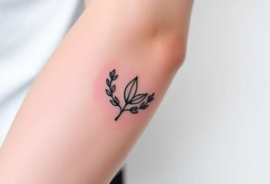 laurel branch with one leaf inverted, the inverted leaf is part of the branch and its inverted to show loss tattoo idea