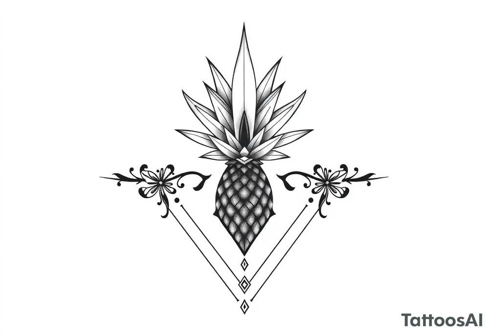 Pubic crown wide top pineapple 
 diamond vagina and anus tattoo idea