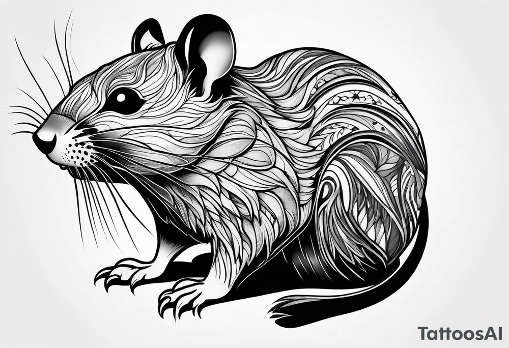 Wood rat, feminine, gentle, beautiful, seen from underneath tattoo idea