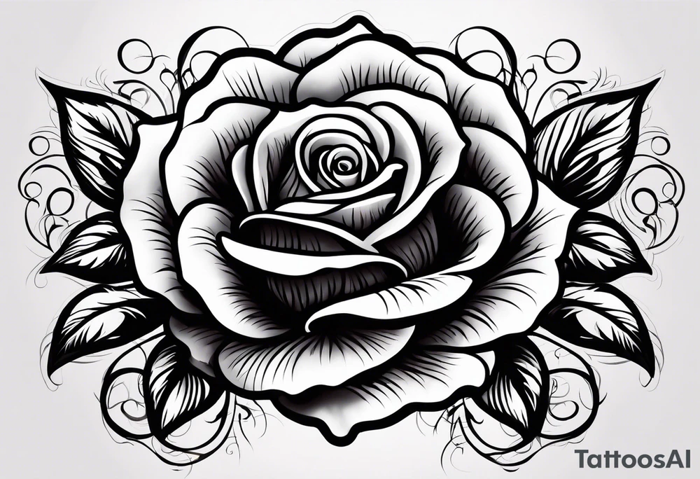 A black rose with four skulls around it tattoo design tattoo idea