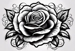 A black rose with four skulls around it tattoo design tattoo idea