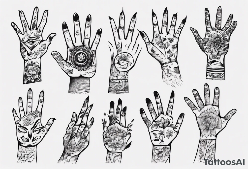 hand acting like a person tattoo idea