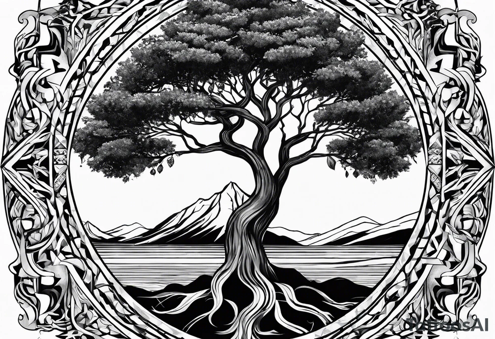 Yggdrasil simple with à losange tattoo idea