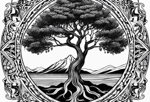 Yggdrasil simple with à losange tattoo idea