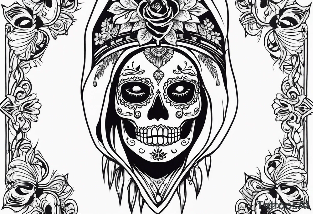 mexican style santa muerte tattoo for shoulder tattoo idea